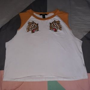 FOREVER 21 • mustard yellow tiger muscle tank top